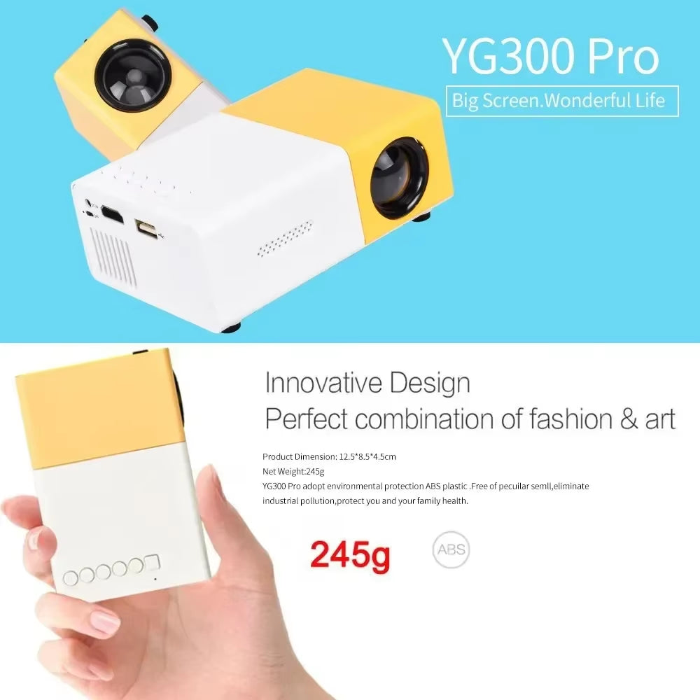 YG300 Mobile Phone Screen LED Mini Projector HD 320X240P Compatible HDMI USB TF Audio Home Multimedia Player Smart Projector